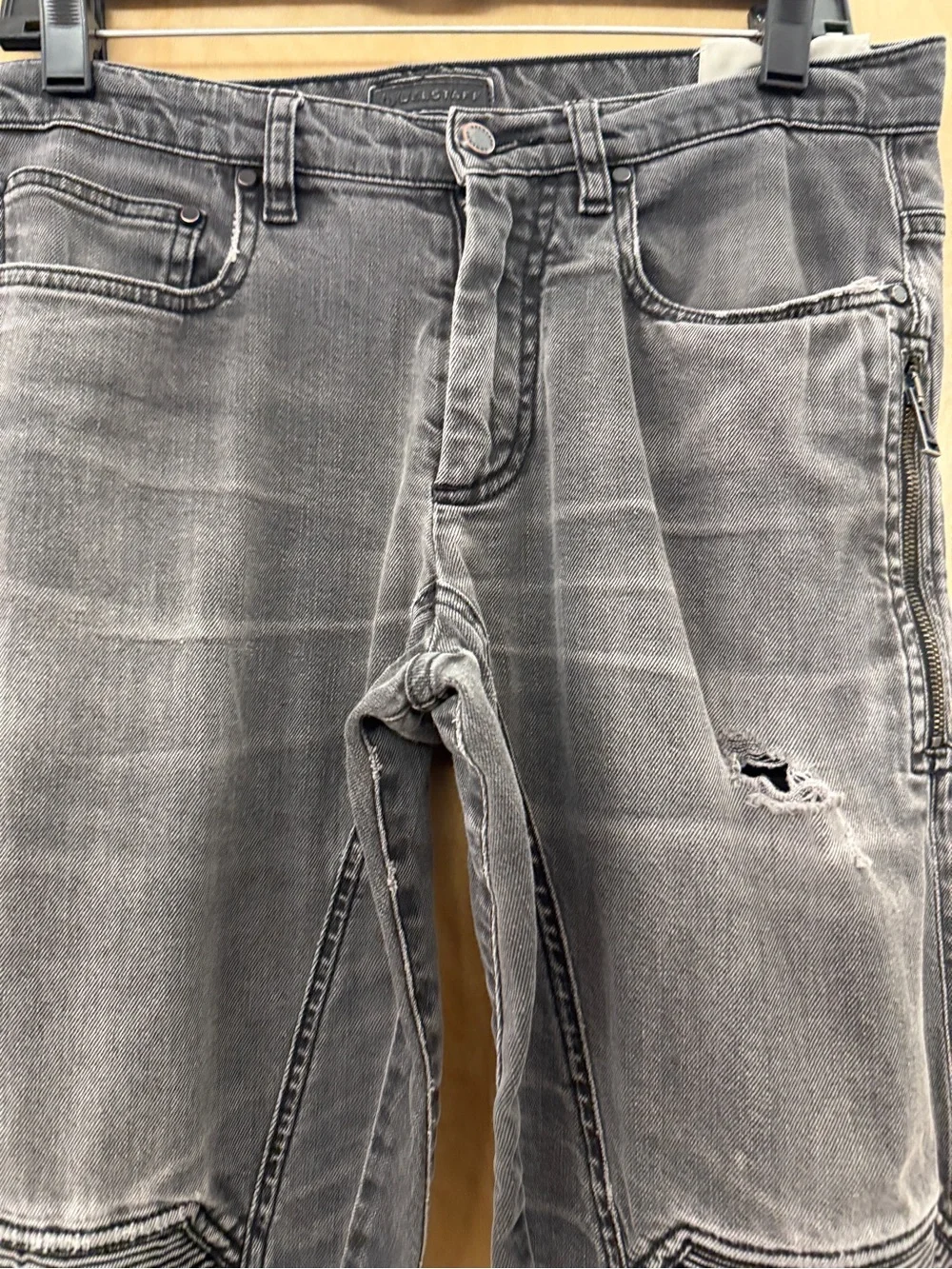 Belstaff Moto-Style Distressed Straight Leg Jeans – Gray (Size 30/33)
